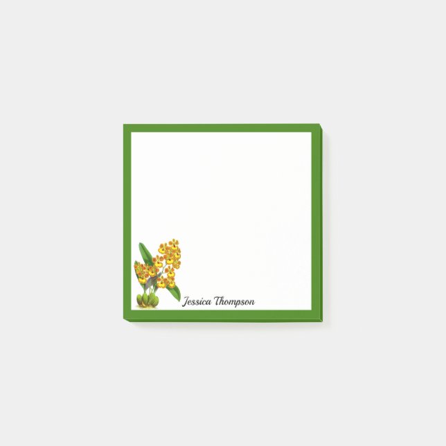 Notes post-it de la fleur d'orchidée jaune (Devant)