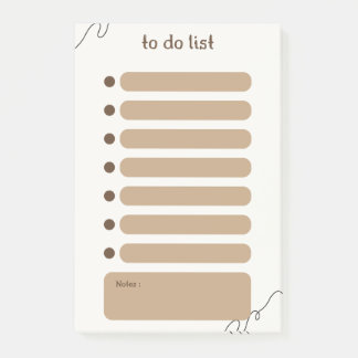 Notes post-it de la liste des tâches Brown