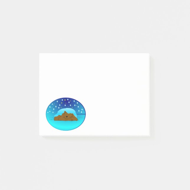Notes post-it de l'ours d'hiver couché (Devant)
