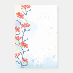 Notes post-it des fleurs d'aquarelle
