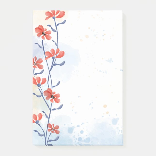 Notes post-it des fleurs d'aquarelle (Devant)