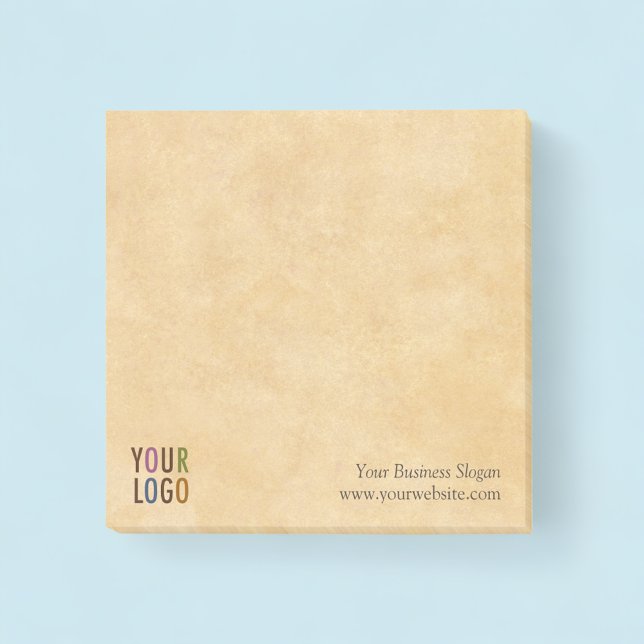 Notes Post-it® du carré avec logo de l'entreprise  (MISOOK Parchment 3x3 Post it Notes with Logo)