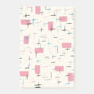 Notes post-it du Motif rétro atomique rose