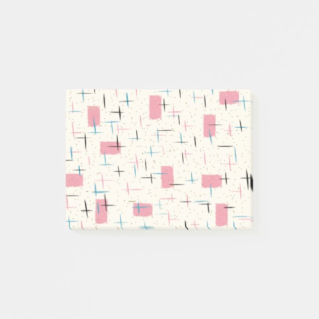 Notes post-it du Motif rétro atomique rose (Devant)