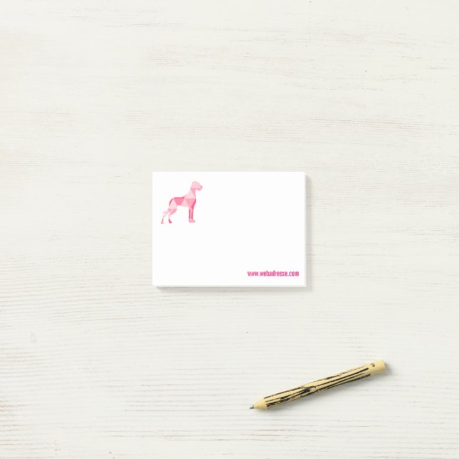 Notes Post-it Grand Danois Polygone Rose (Sur un bureau)