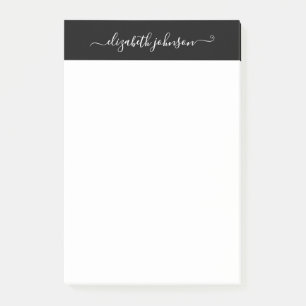 Notes post-it minimalistes modernes en noir et bla