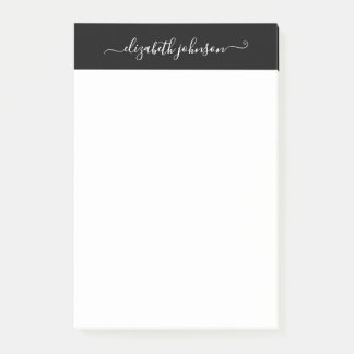 Notes post-it minimalistes modernes en noir et bla
