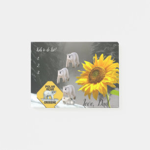 Notes Post-it Notes, Tournesol Ours Polaire Floral