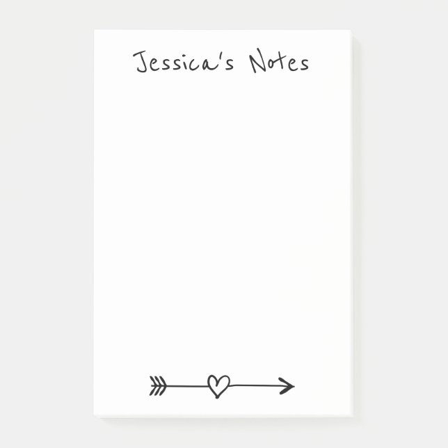 Notes Post-it® personnalisées avec flèche de coeur (Devant)