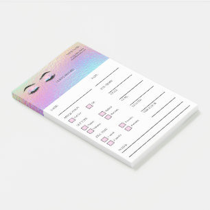 Notes Post-it® pour cliente de cils holographiques