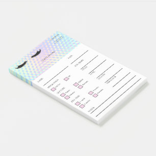 Notes Post-it® pour cliente de cils holographiques