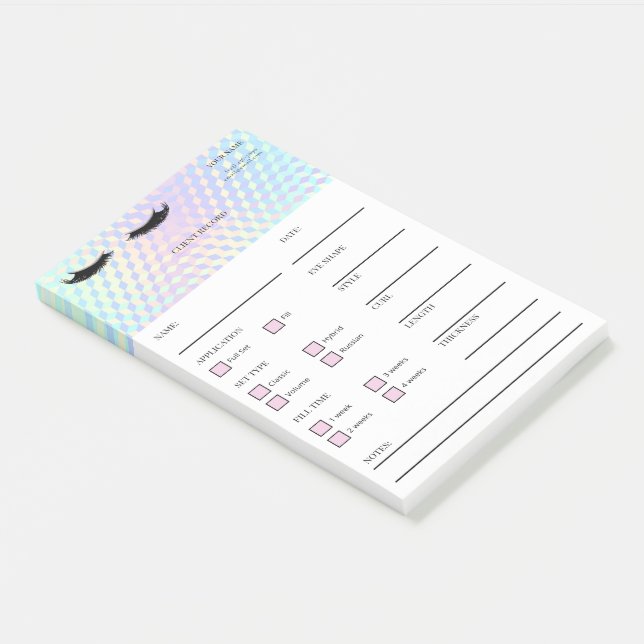 Notes Post-it® pour cliente de cils holographiques (Incliné)