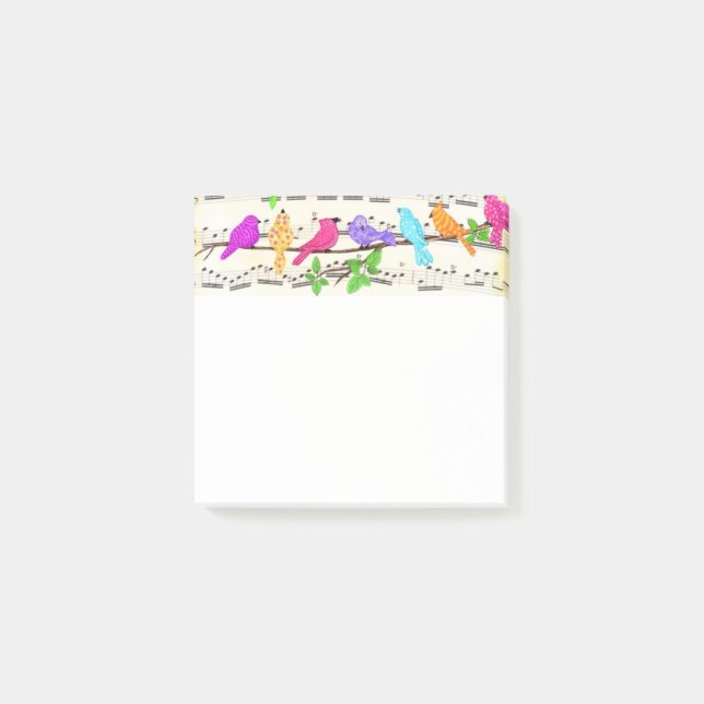 Notes Post-it® pour les oiseaux musicaux mignons (Devant)