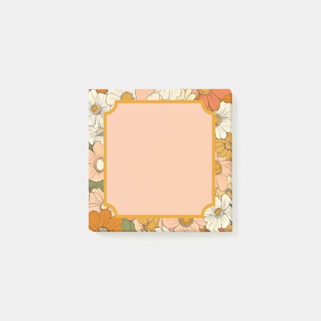 Notes post-it Retro Orange Groove Floral 3x3 (Devant)