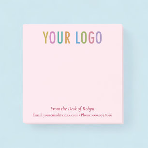 Notes Post-it® roses Logo Entreprise De la part de