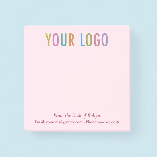Notes Post-it® roses Logo Entreprise De la part de (MISOOK 3x3 Pink Post it Notes with Logo)