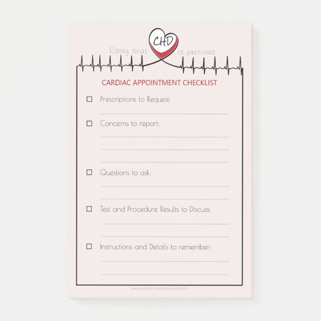 Notes post-it sur le rendez-vous au rythme cardiaq (Devant)