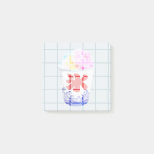 Notes post-it uniques sur la glace rasée japonaise