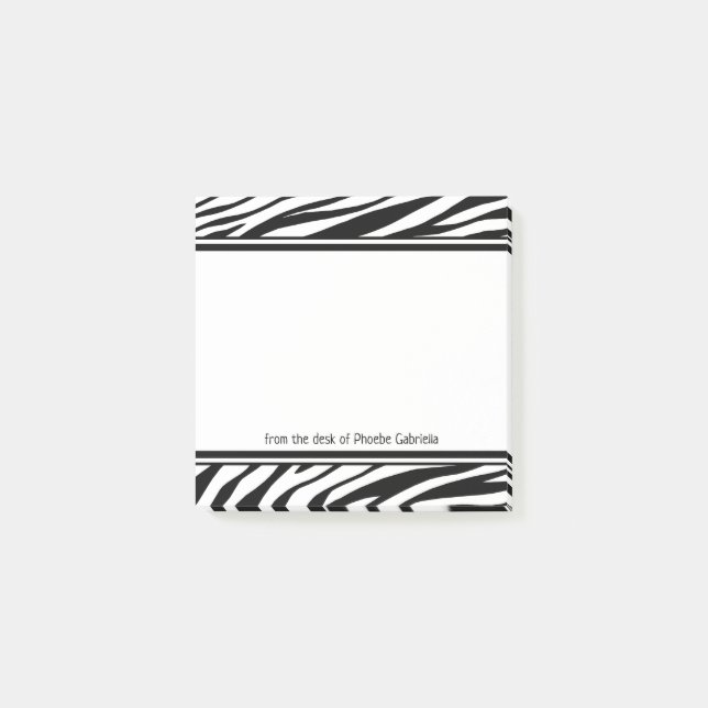 Notes post-it Zebra personnalisées (Devant)