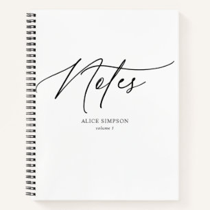 Notes Script Calligraphy Minimalist Notebook