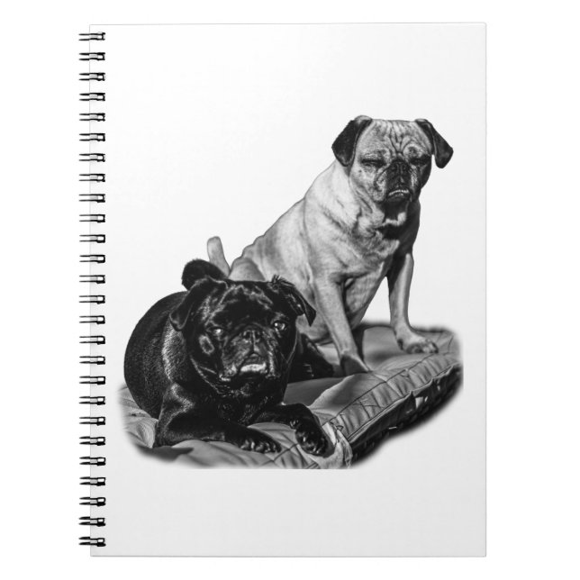 Notes with Pugs, Shaded Charm Notebook (Front)