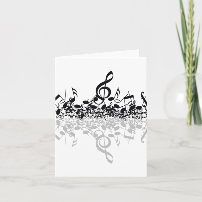 Nothin' But Treble Black Music Notes Note Card (Front)