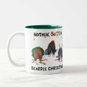 Nothin' Butt A Beardie Christmas Two-Tone Coffee Mug