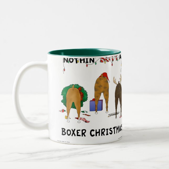 Nothin' Butt A Boxer Christmas Two-Tone Coffee Mug (Left)