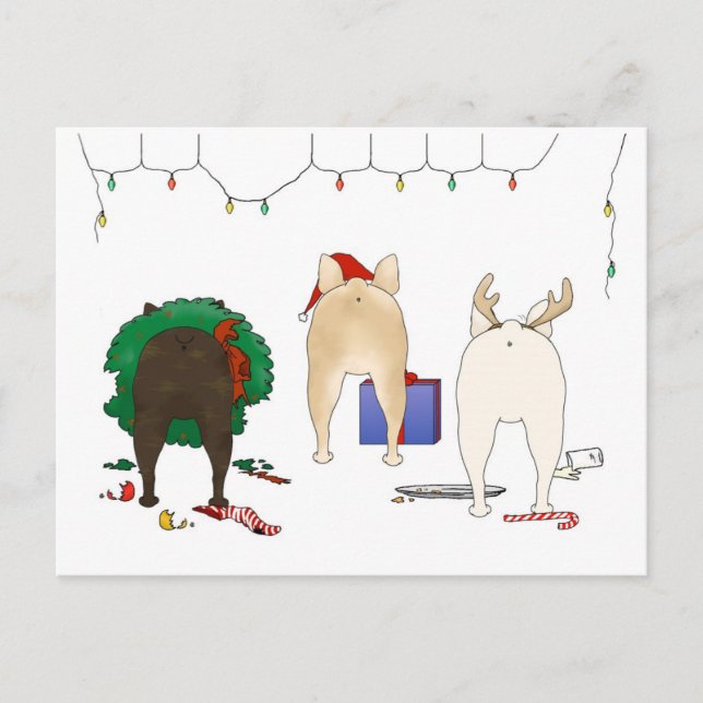 Nothin' Butt A Frenchie Christmas Holiday Postcard (Front)