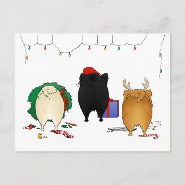Nothin' Butt A Pomeranian Christmas Holiday Postcard (Front)