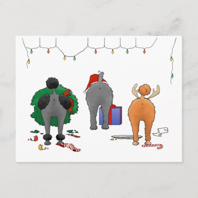 Nothin' Butt A Poodle Christmas Holiday Postcard (Front)
