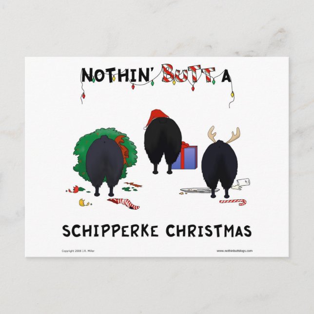 Nothin' Butt A Schipperke Christmas Holiday Postcard (Front)