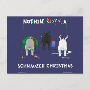 Nothin' Butt A Schnauzer Christmas Holiday Postcard