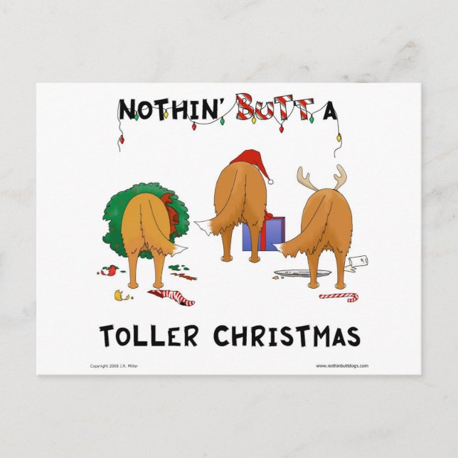 Nothin' Butt A Toller Christmas Holiday Postcard (Front)
