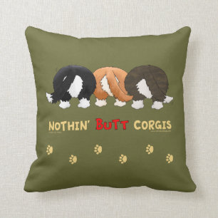 Nothin' Butt Corgis Throw Pillow