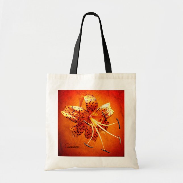 "Nothing Bashful" Tiger Lily Custom Budget Tote Bag (Front)