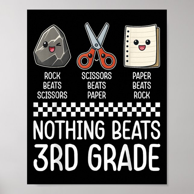 Nothing Beats 3rd Grade Funny Back To School Kids  Poster (Front)