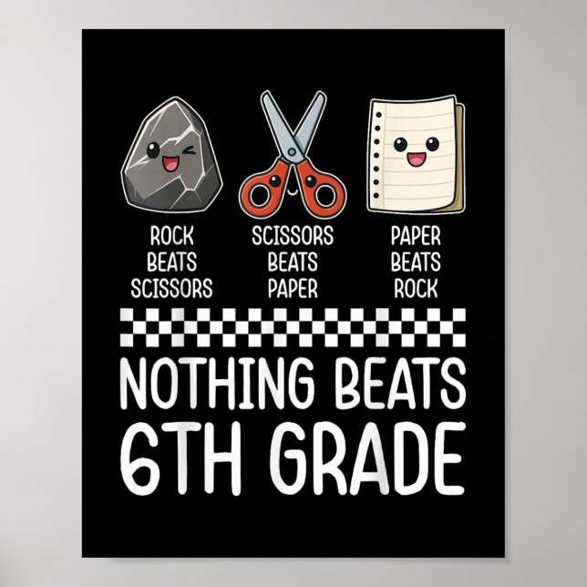 Nothing Beats 6th Grade Funny Back To School Kids  Poster (Front)