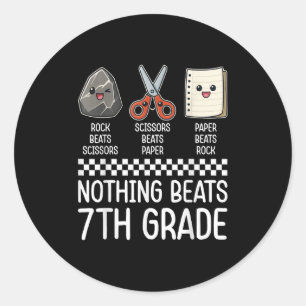 Nothing Beats 7th Grade Funny Back To School Kids  Classic Round Sticker