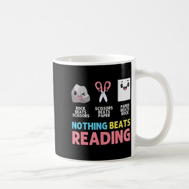 Nothing Beats Reading Funny Rock Paper Scissors  Coffee Mug (Right)