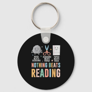 Nothing Beats Reading Rock Paper Scissors Funny Bo Keychain