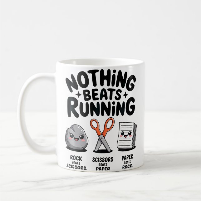 Nothing Beats Running Rock Paper Scissors Love Run Coffee Mug (Left)