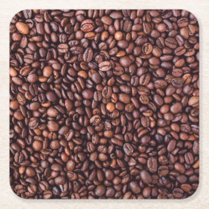 Nothing But Coffee Beans Square Paper Coaster