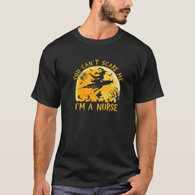 Nothing Can't Scare Me I'm A Nurse Halloween Nurse T-Shirt (Front)