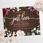 Nothing Fancy Budget Rustic Wedding Invitations<br><div class="desc">Beautiful and inexpensive burgundy floral on rustic wood background wedding invitations. Easy to personalize with your details. PLEASE NOTE: The envelopes are NOT INCLUDE; affordable A7 envelopes are available to purchase separately. CUSTOMIZATION: If you need design customization, please contact me throw the chat; if you need information about your order,...</div>