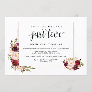 Nothing fancy, Elopement Reception Invitation Card