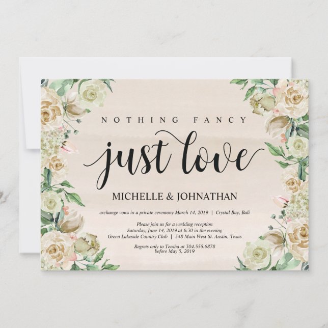 nothing fancy, Elopement Reception Invitation Card (Front)