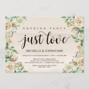 nothing fancy, Elopement Reception Invitation Card