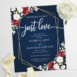 Nothing Fancy Geometric Budget Wedding Invitations<br><div class="desc">Beautiful and inexpensive burgundy floral geometric on navy blue rustic wood wedding invitations. Easy to personalize with your details. PLEASE NOTE: The envelopes are NOT INCLUDE; affordable A7 envelopes are available to purchase separately. CUSTOMIZATION: If you need design customization, please contact me throw the chat; if you need information about...</div>