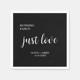 Nothing Fancy Just Love Black Wedding Napkin